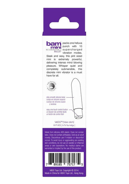 Vedo Bam Mini Rechargeable Silicone Bullet Vibrator - Into You