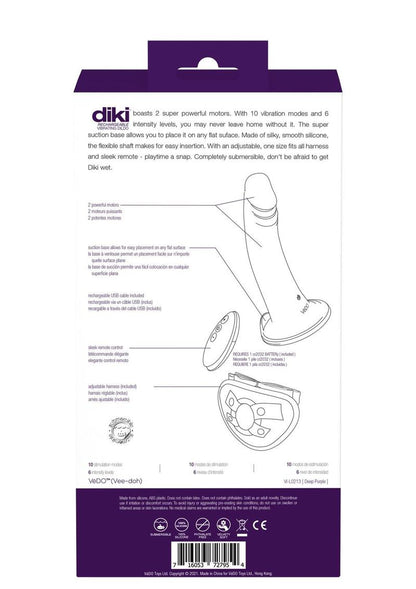 Vedo Diki Rechargeable Silicone Vibrating Dildo with Harness and Remote Control