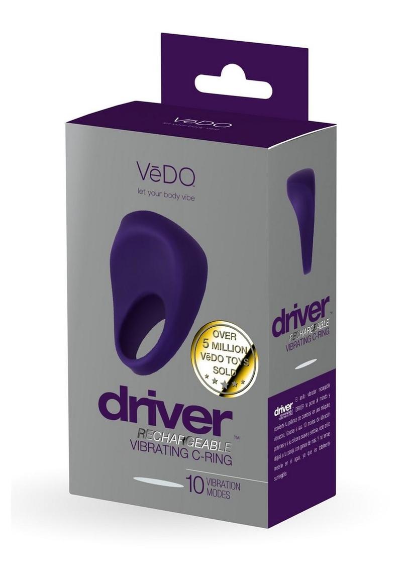 Vedo Driver Silicone Rechargeable Vibrating Cock Ring - Purple