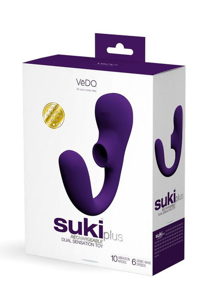 Vedo Suki Plus Rechargeable Silicone Dual Vibrator - Deep Purple/Purple