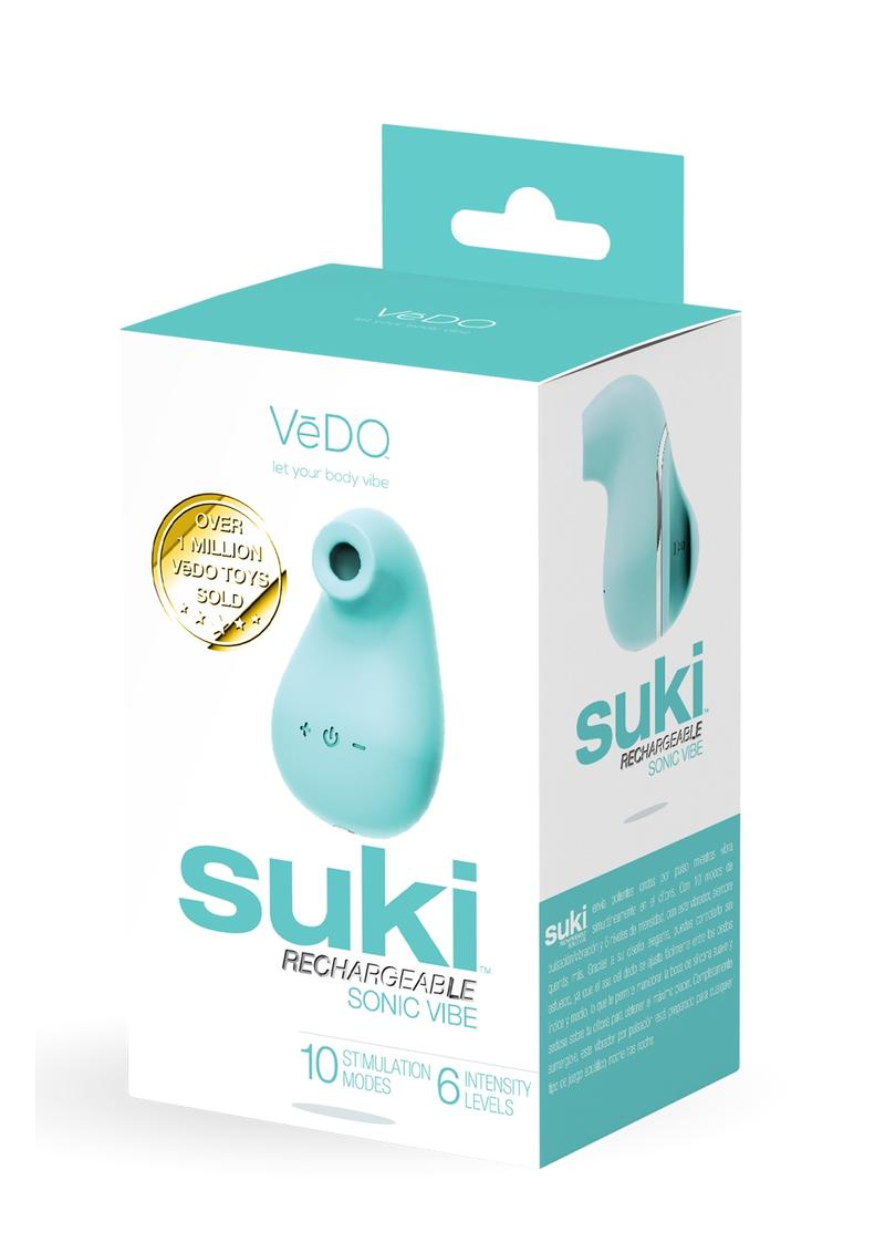 Vedo Suki Rechargeable Silicone Sonic Vibrator - Tease Me - Blue/Turquoise