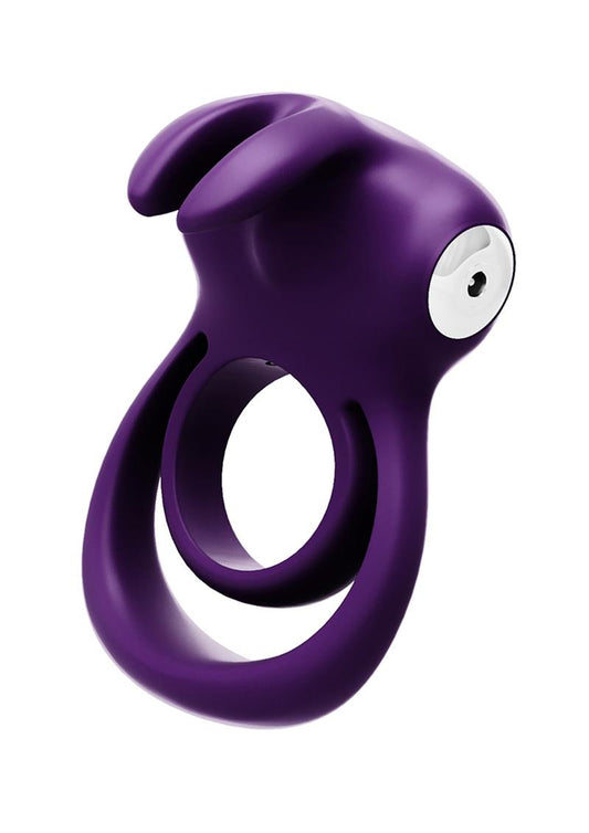 Vedo Thunder Bunny Rechargeable Silicone Dual Cock Ring - Deep Purple