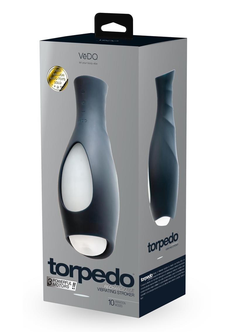 Vedo Torpedo Rechargeable Vibrating Stroker - Just - Black/Glow In The Dark