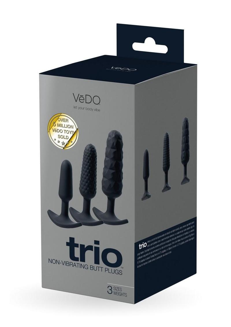 Vedo Trio Silicone Anal Plug - Black - Set