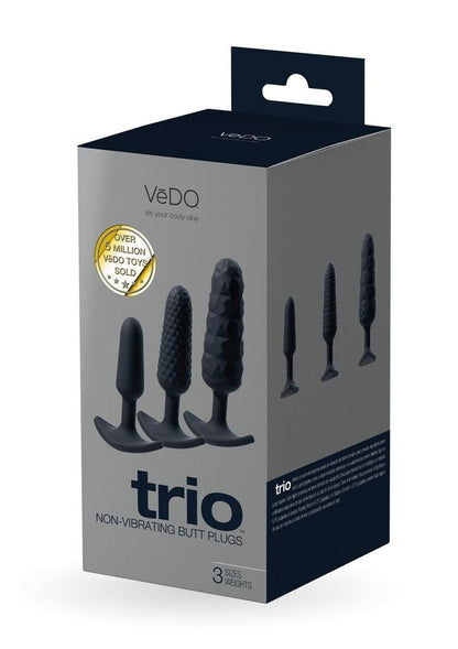 Vedo Trio Silicone Anal Plug - Black - Set