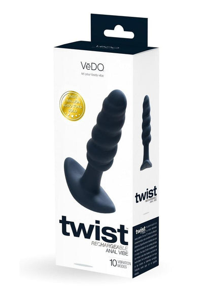 Vedo Twist Rechargeable Silicone Anal Plug - Black