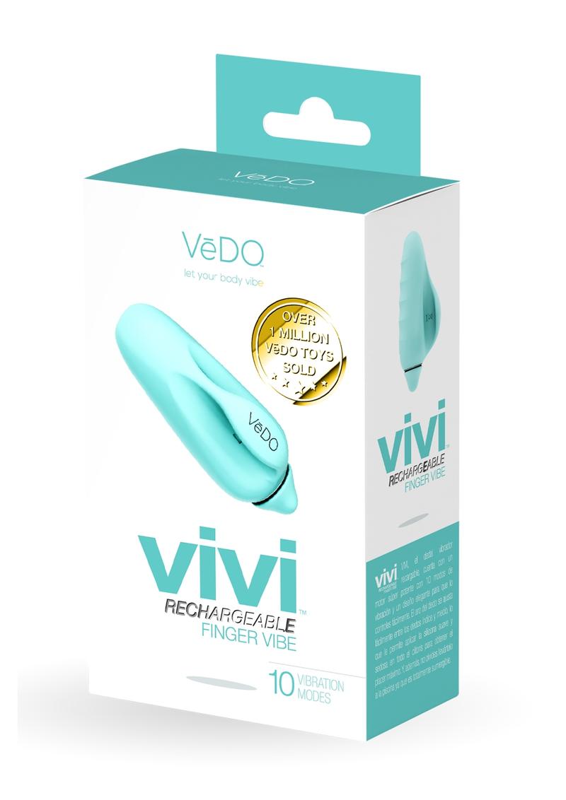 Vedo Vivi Rechargeable Silicone Finger Vibrator - Tease Me - Teal/Turquoise
