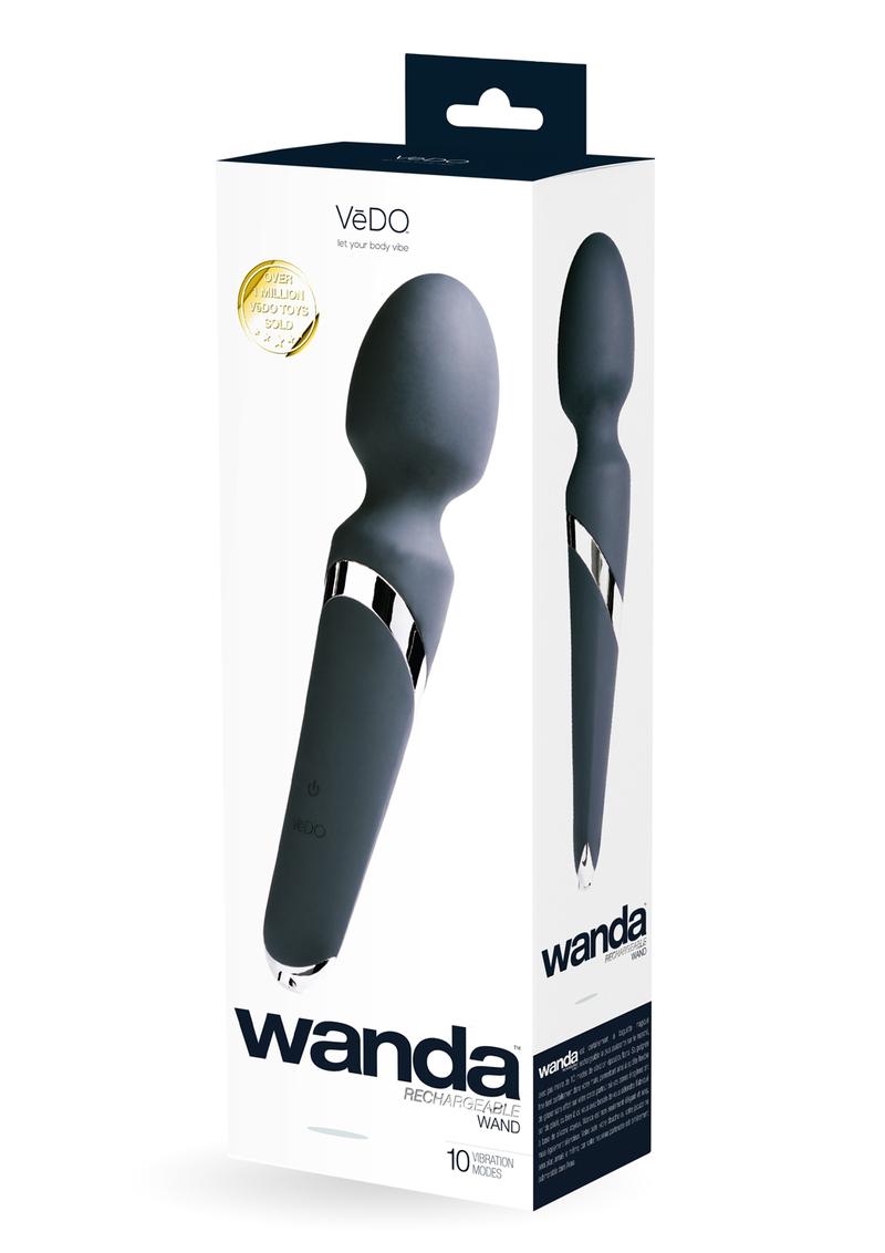 Vedo Wanda Rechargeable Silicone Wand Massager - Just - Black