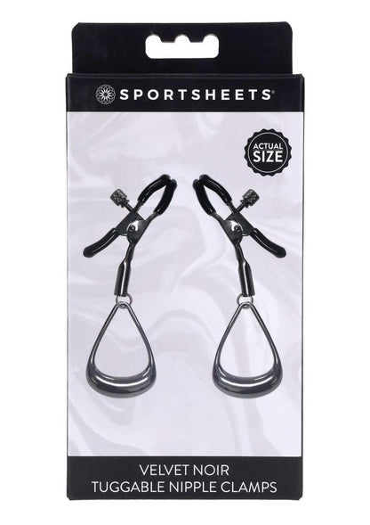 Velvet Noir Tuggable Nipple Clamps - Black