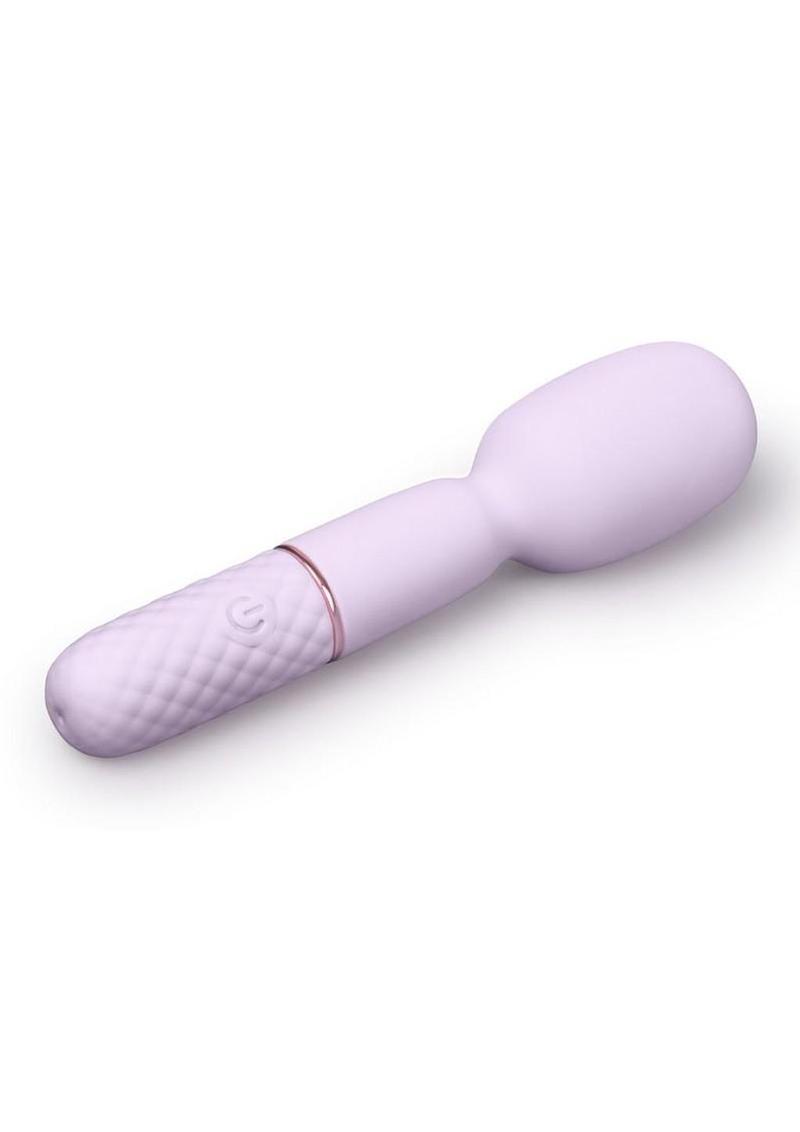 VibeFantasy Diamond Tease Mini Wand Rechargeable Silicone Vibrator with Clitoral Tickler - Lavender