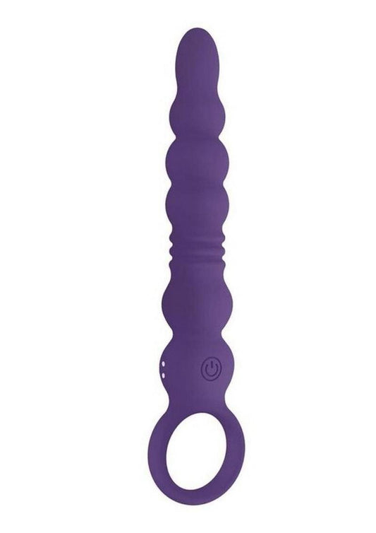 Vibrating Buttfuc Thrusting Rechargeable Silicone Anal Wand - Purple