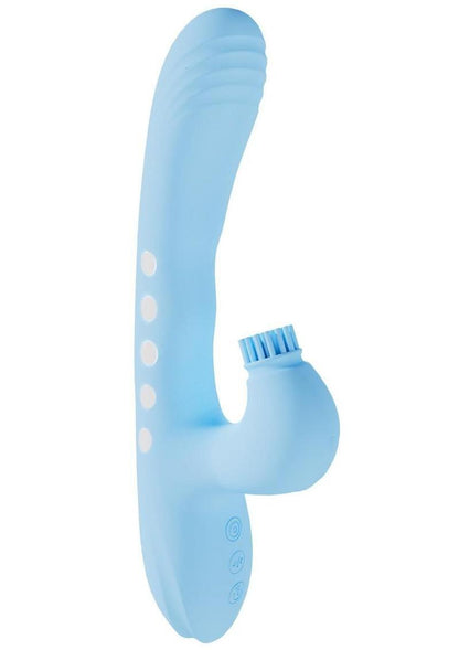 Vive Andria Led Rechargeable Silicone Dual Motor G-Spot Vibrating and Tap Clit Stimulator