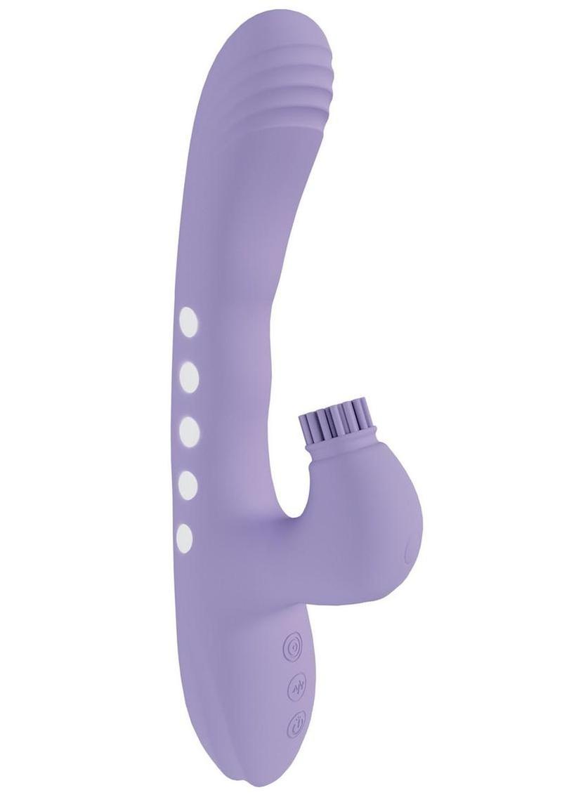 Vive Andria Led Rechargeable Silicone Dual Motor G-Spot Vibrating and Tap Clit Stimulator