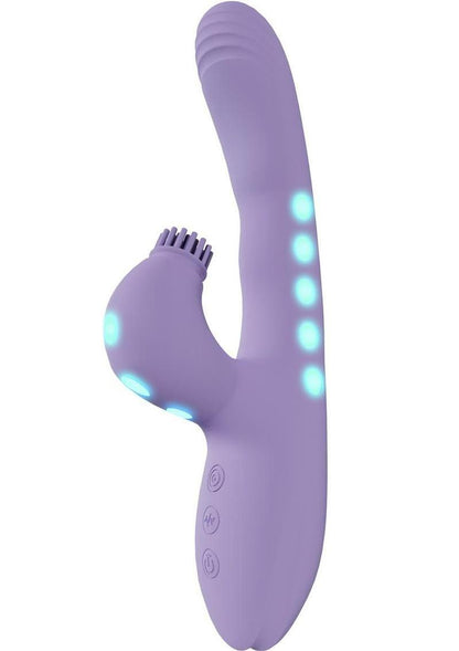 Vive Andria Led Rechargeable Silicone Dual Motor G-Spot Vibrating and Tap Clit Stimulator - Lavender