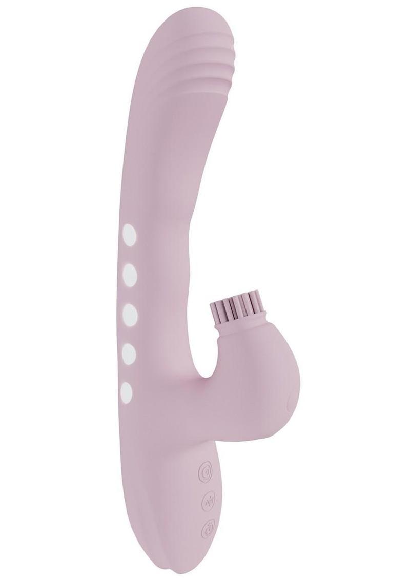 Vive Andria Led Rechargeable Silicone Dual Motor G-Spot Vibrating and Tap Clit Stimulator
