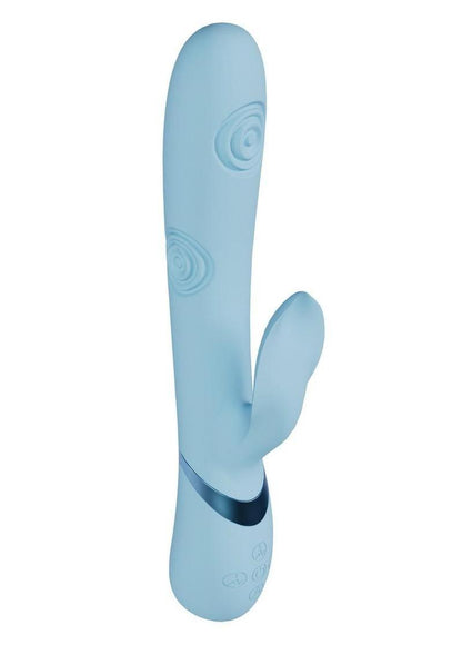 Vive Fronda Silicone Rechargeable Triple Motor G-Spot Vibrating and Tapping Leaf Clit Stimulator - Blue
