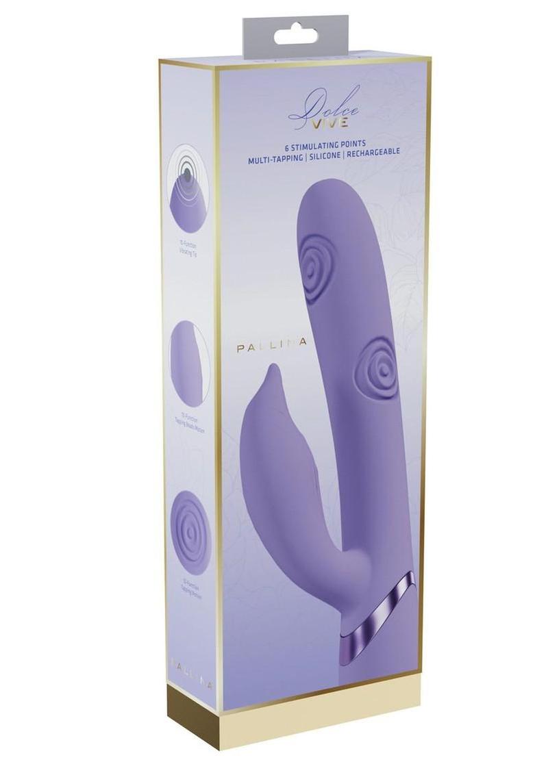 Vive Pallina Rechargeable Silicone Triple Motor G-Spot Vibrating and Tapping Beads Clit Stimulator - Lavender/Purple