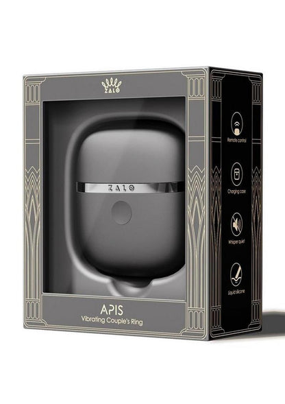 Zalo Apis Rechargeable Silicone App Compatible Vibrating Couple's Ring - Black