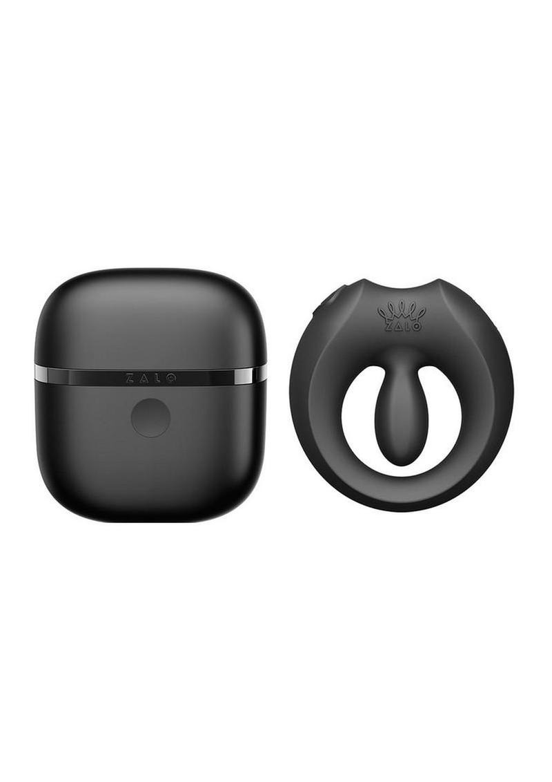 Zalo Apis Rechargeable Silicone App Compatible Vibrating Couple's Ring - Black