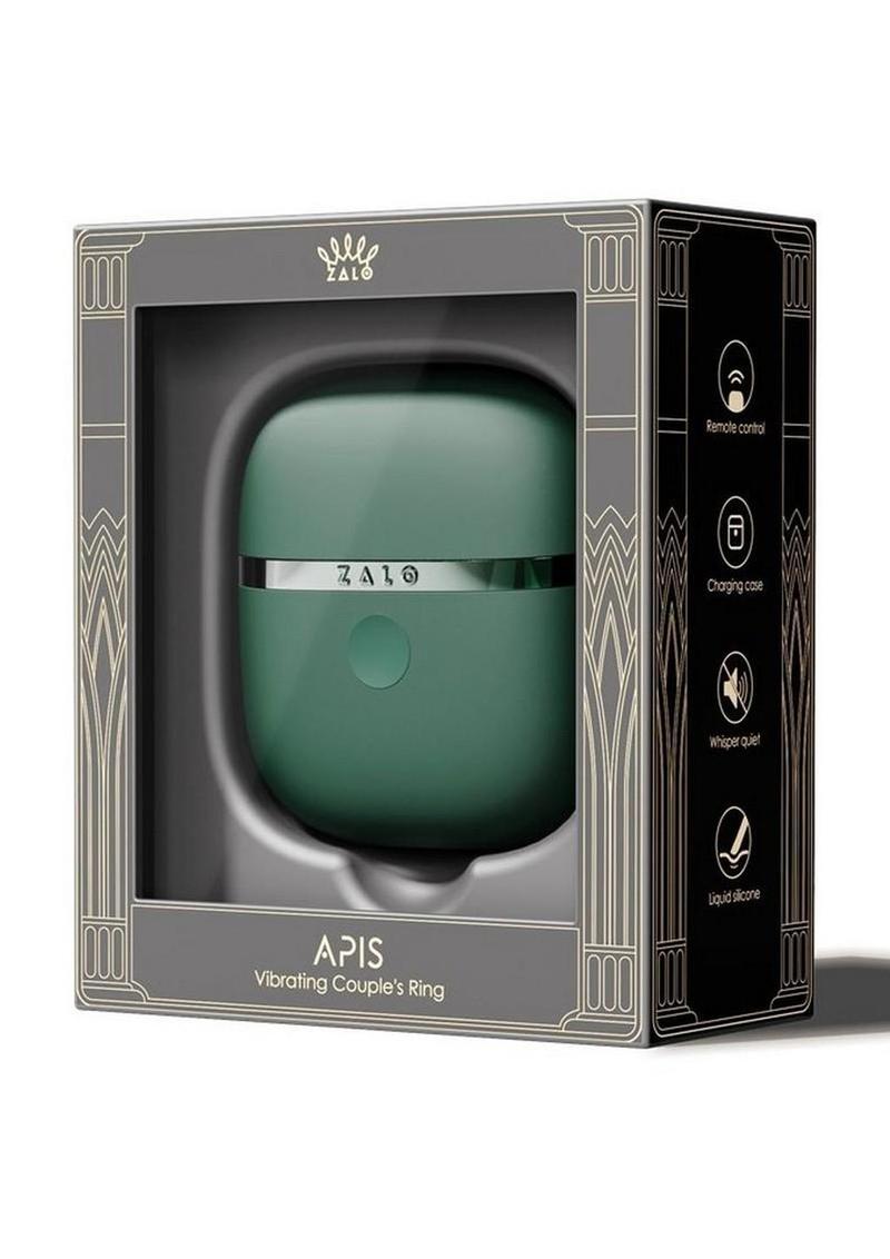 Zalo Apis Rechargeable Silicone App Compatible Vibrating Couple's Ring - Green