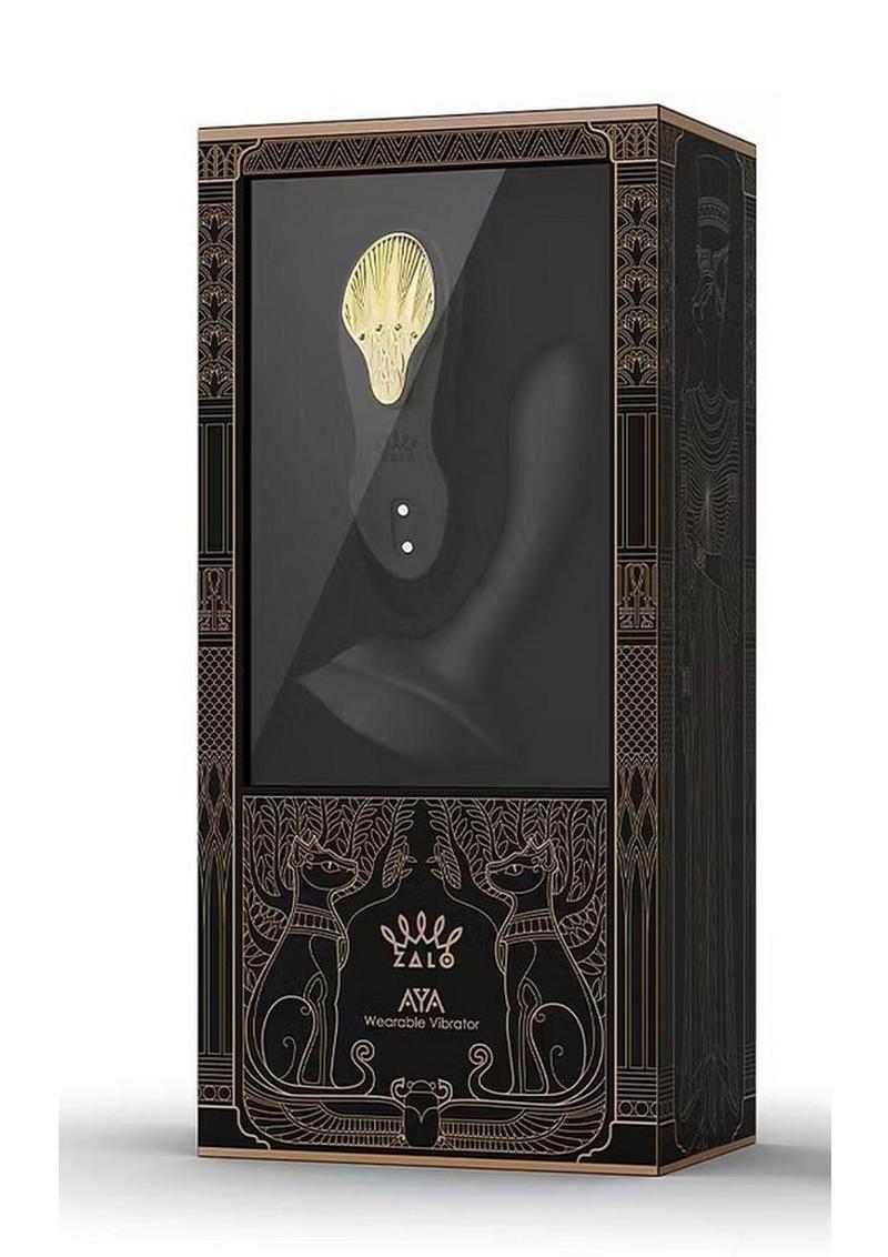 Zalo Aya Rechargeable Silicone Wearable Vibrator - Black/Gold