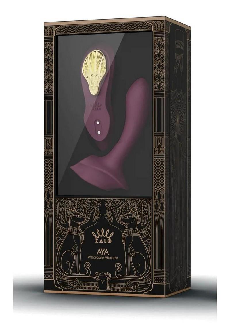 Zalo Aya Rechargeable Silicone Wearable Vibrator - Gold/Purple