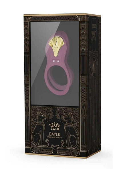 Zalo Bayek Rechargeable Silicone App Compatible Vibrating Couples Ring - Gold/Purple