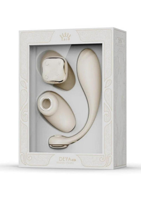 Zalo Deya Rechargeable Silicone App Compatible Wearable Vibrator - Gold/White - Set