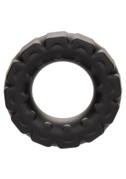 Alpha Liquid Silicone Prolong Tread Cock Ring - Black