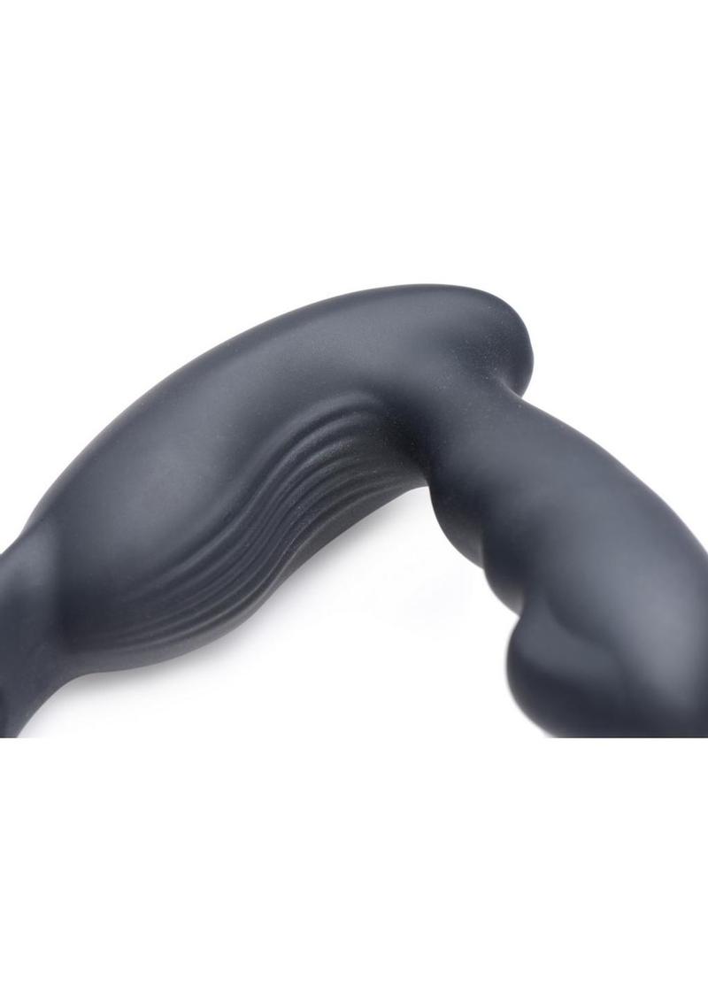 Alpha Pro 7x P-Strap Milker Silicone Rechargeable Vibrating Prostate Plug with Milking Bead, Cock and Ball Ring and Remote Control