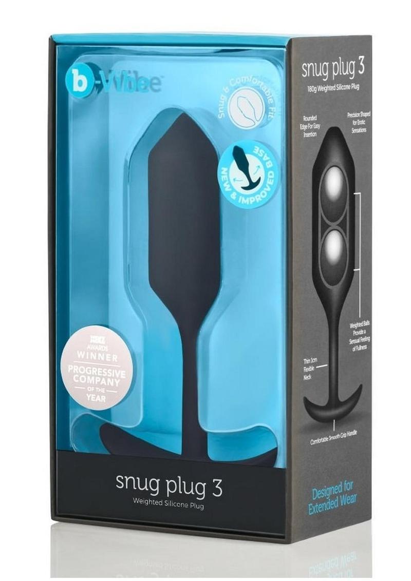 B-Vibe Snug Plug 3 Silicone Weighted Anal Plug - Black