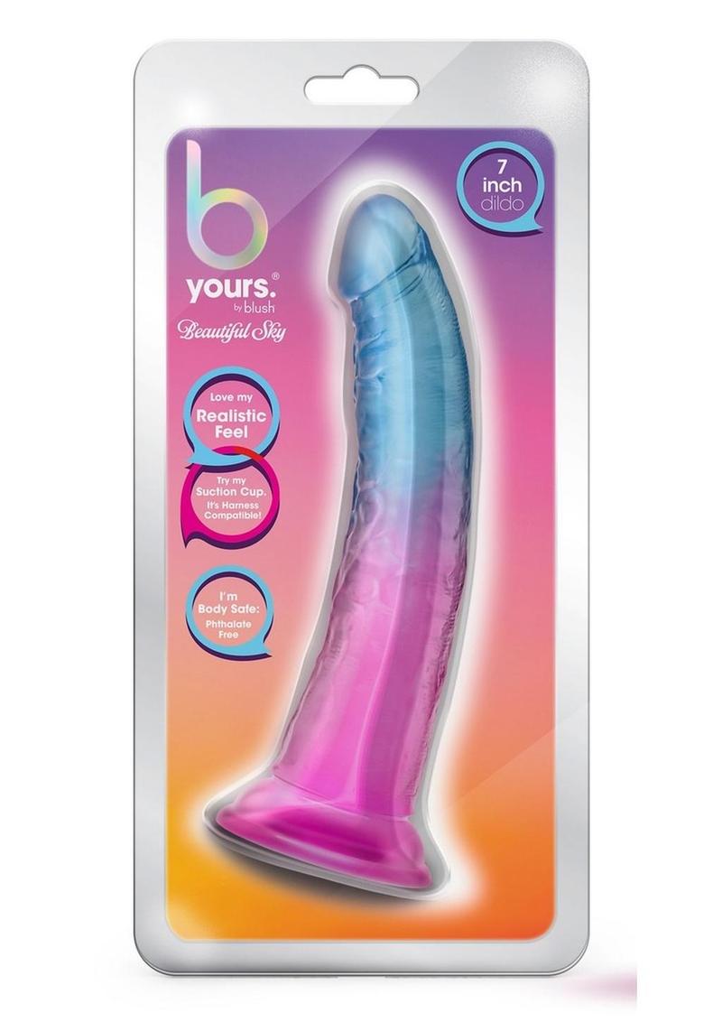 B Yours Beautiful Sky Dildo 7in Sunset - Blue/Pink