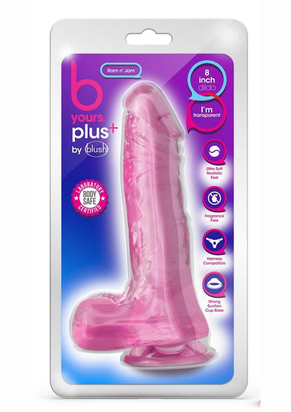 B Yours Plus Rock N' Roll Realistic Dildo with Balls - Pink - 8in