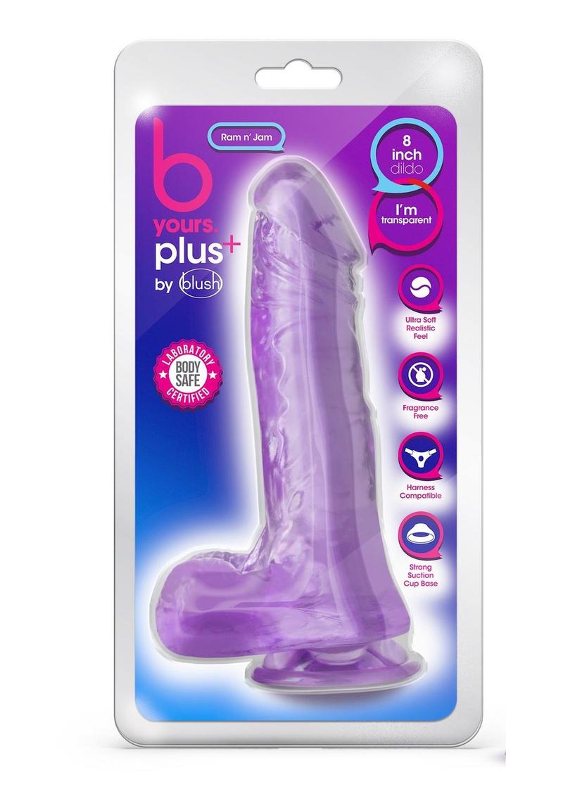 B Yours Plus Rock N' Roll Realistic Dildo with Balls - Purple - 8in