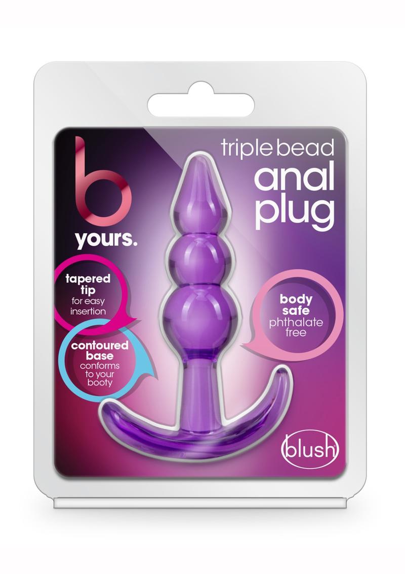 B Yours Triple Bead Butt Plug - Blue/Purple