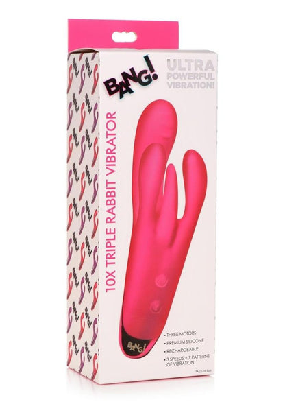 Bang! Triple Rabbit Silicone Vibrator - Pink