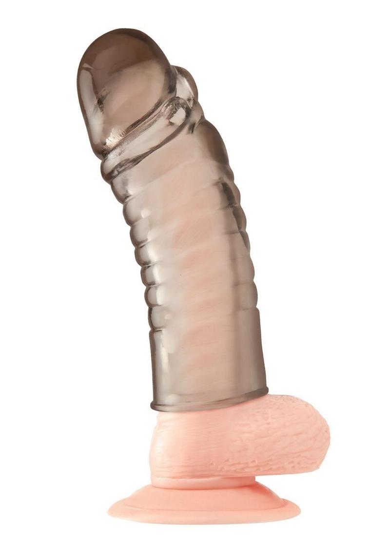 Blue Line Ribbed Realistic Penis Enhancing Sleeve Extension