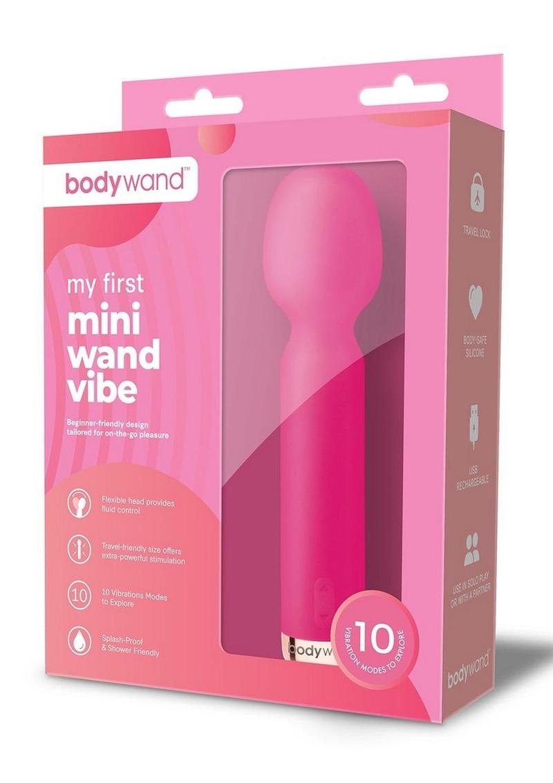 Bodywand My First Mini Wand Vibe Silicone Rechargeable Vibrator - Red/Rose
