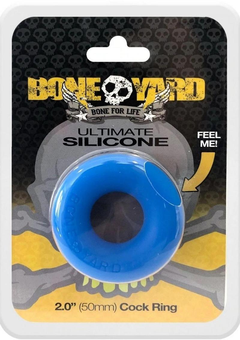 Boneyard Ultimate Silicone Cock Ring - Blue - 2in