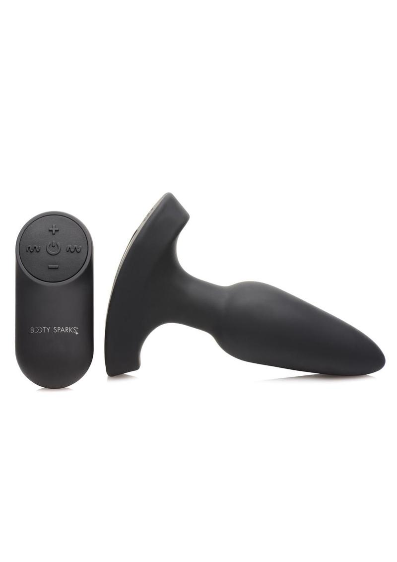 Booty Sparks Laser F... Me Rechargeable Silicone Anal Plug with Remote Control - Small - Black with Red Light - Black - Small