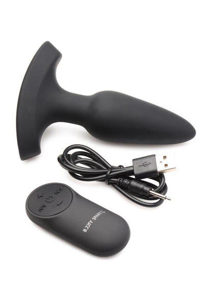 Booty Sparks Laser F... Me Rechargeable Silicone Anal Plug with Remote Control - Small - Black with Red Light