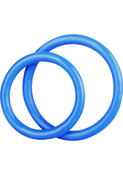 C and B Gear Silicone Cock Ring - Blue - 2 Piece/Set