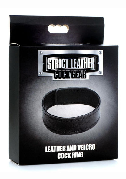 Cock Gear Velcro Leather Cock Ring - Black