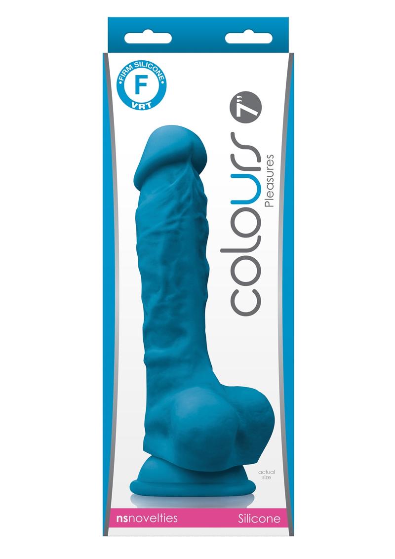 Colours Pleasure Silicone Dildo - Blue - 7in