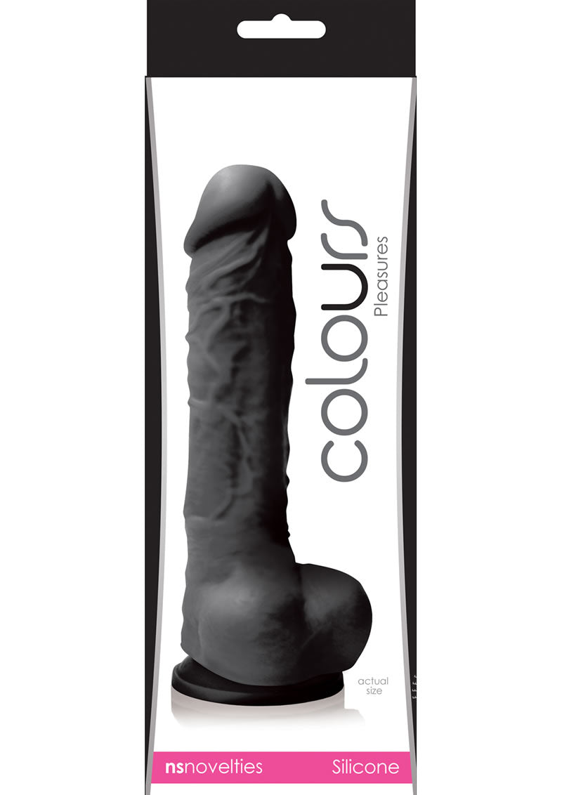 Colours Pleasures Silicone Dildo - Black - 5in