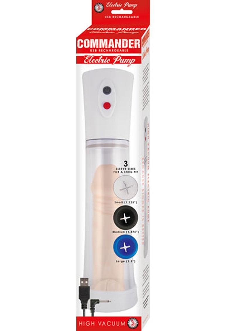 Commander Electric Rechargeable Penis Pump - Clear