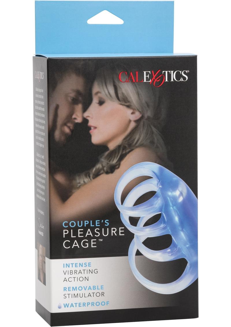 Couples Pleasure Cage Vibrating Cock Ring - Blue