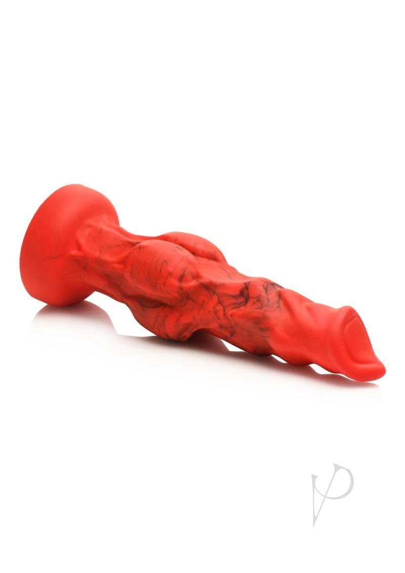 Creature Cocks Fire Hound Silicone Dildo - Black/Red - Medium