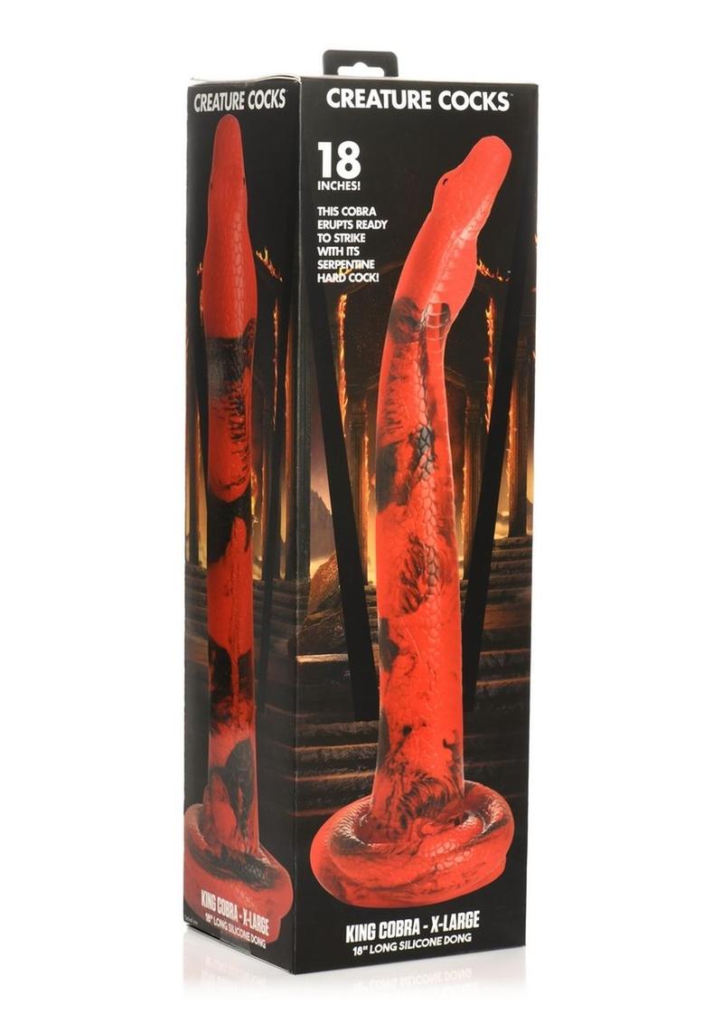 Creature Cocks King Cobra Long Silicone Dildo - Black/Red - XLarge - 18in