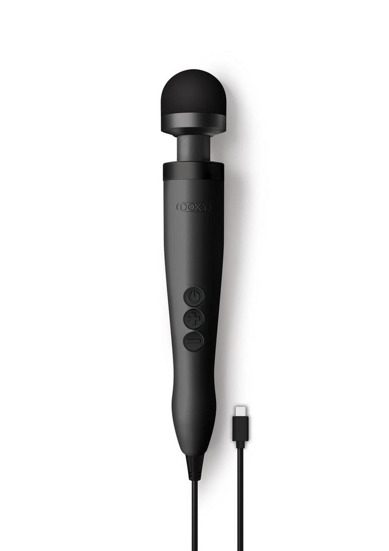 Doxy USB-C Wand Rechargeable Vibrating Body Massager - Black/Matte Black